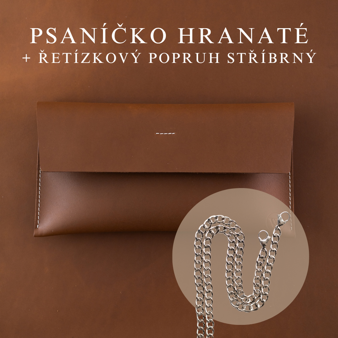 Wood Style Psaníčko Hranaté - Hnědé Popruh: Řetízkový stříbrný