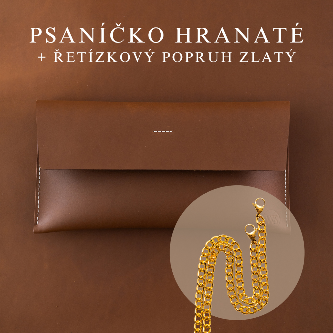 Wood Style Psaníčko Hranaté - Hnědé Popruh: Řetízkový zlatý