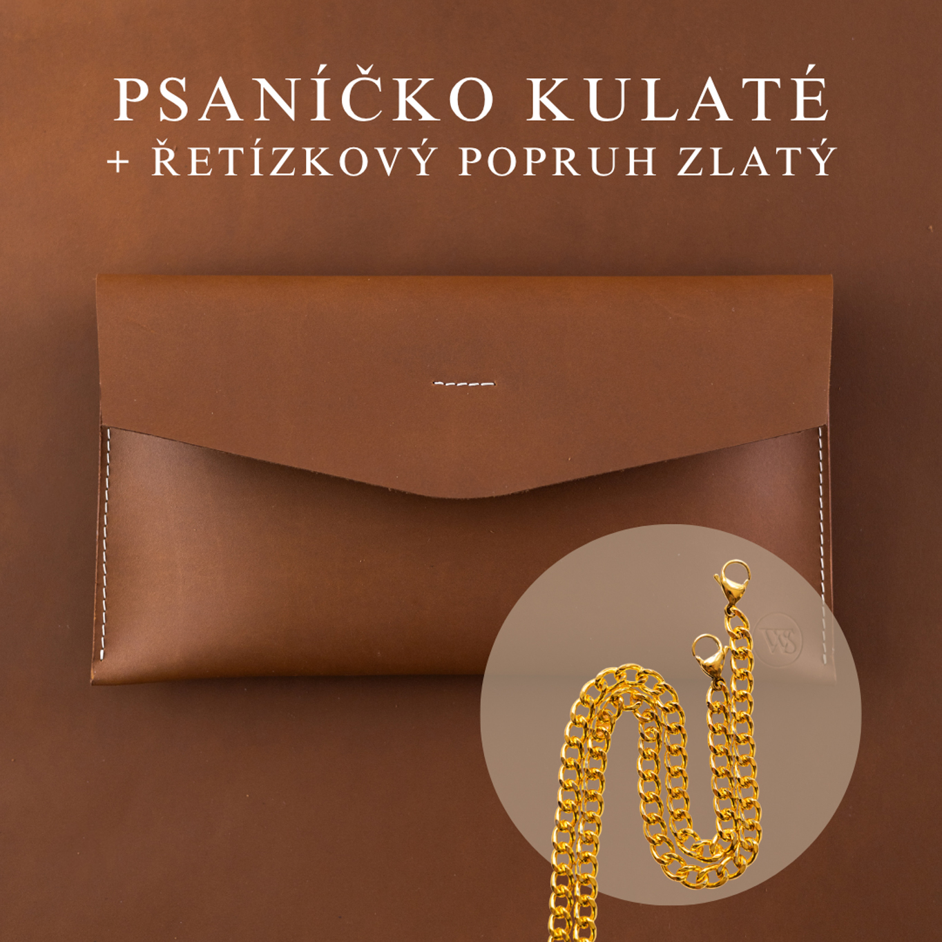 Wood Style Psaníčko Kulaté - Hnědé Popruh: Řetízkový zlatý