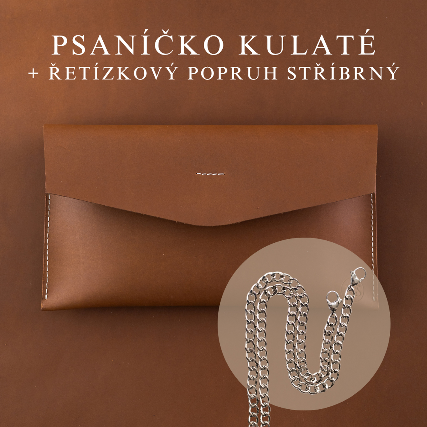Wood Style Psaníčko Kulaté - Hnědé Popruh: Řetízkový stříbrný