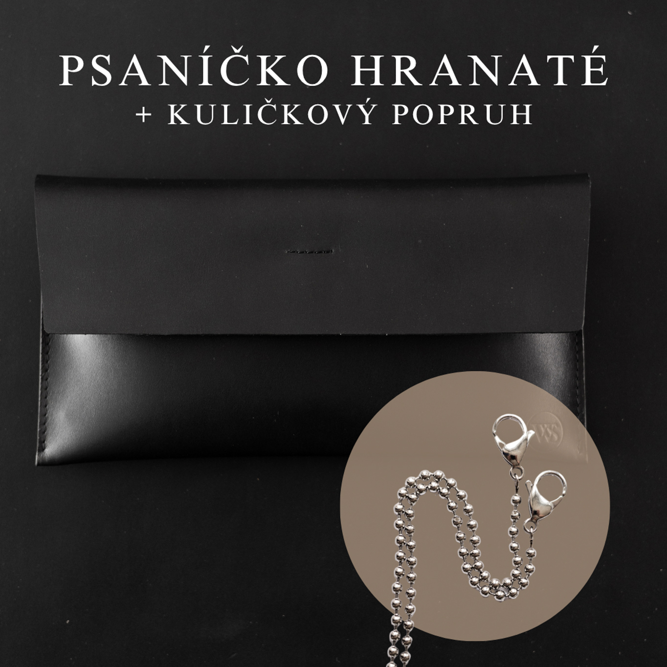 Wood Style Psaníčko Hranaté - Černé Popruh: Kuličkový