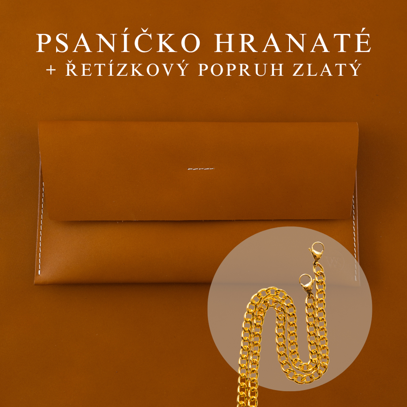 Psaníčko Hranaté - Caramel Popruh: Řetízkový zlatý