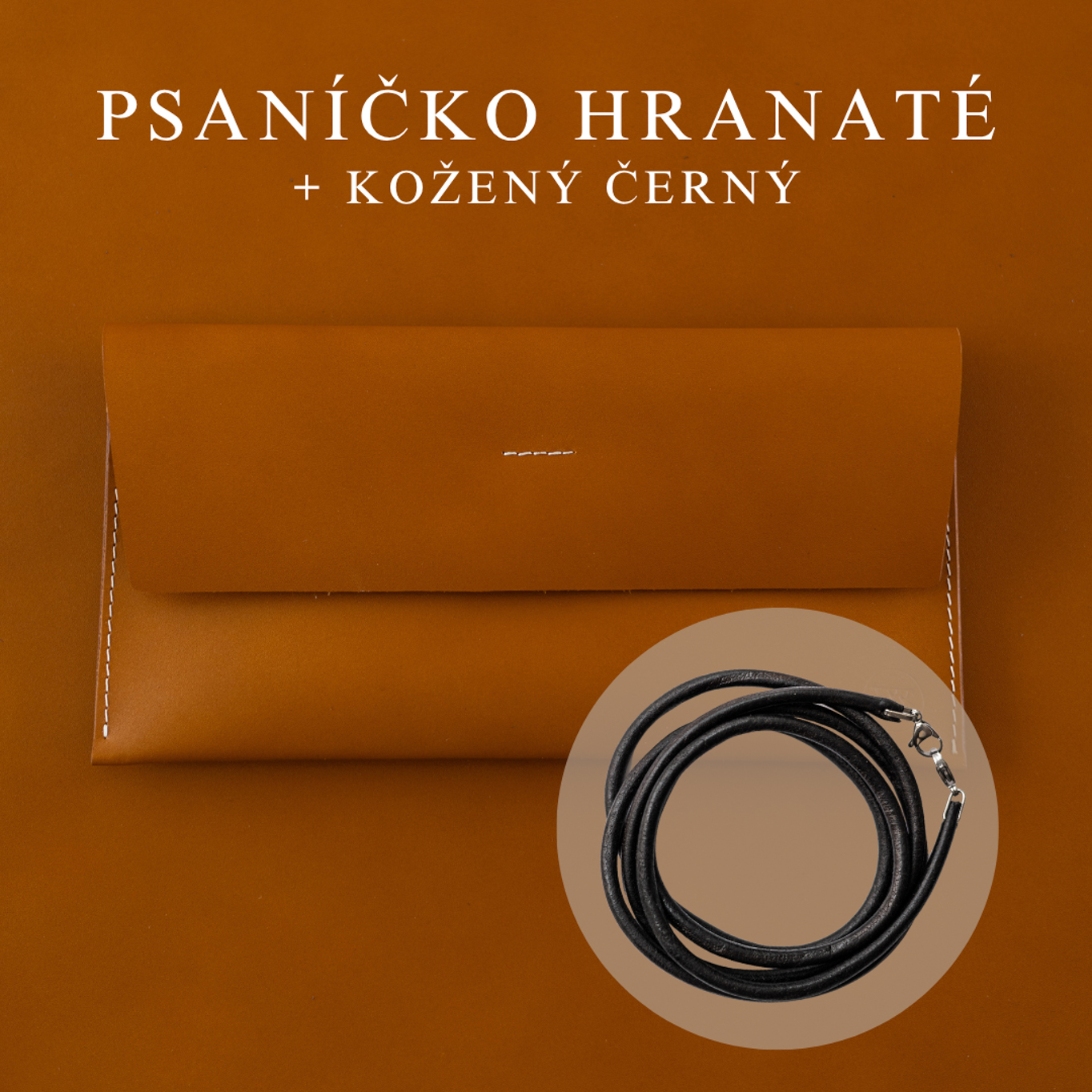 Psaníčko Hranaté - Caramel Popruh: Kožený Černý