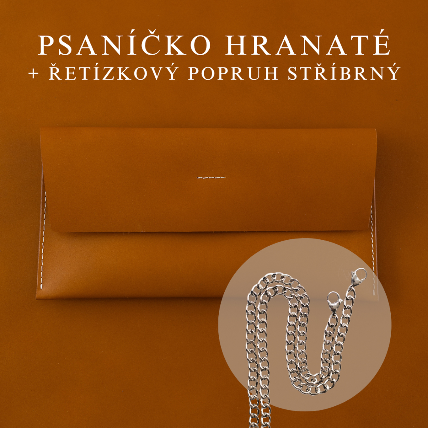 Psaníčko Hranaté - Caramel Popruh: Řetízkový stříbrný