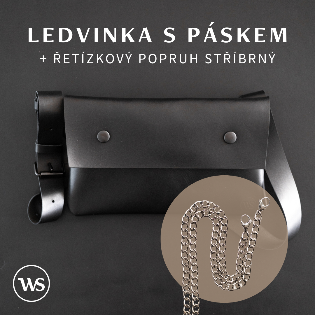 Ledvinka Varianta: Ledvinka s páskem + řetízkový popruh stříbrný