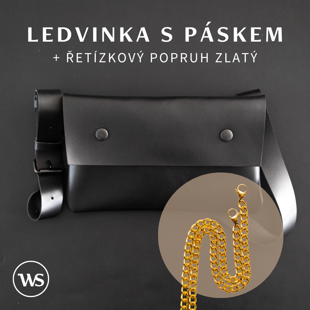 Ledvinka Varianta: Ledvinka s páskem + řetízkový popruh zlatý