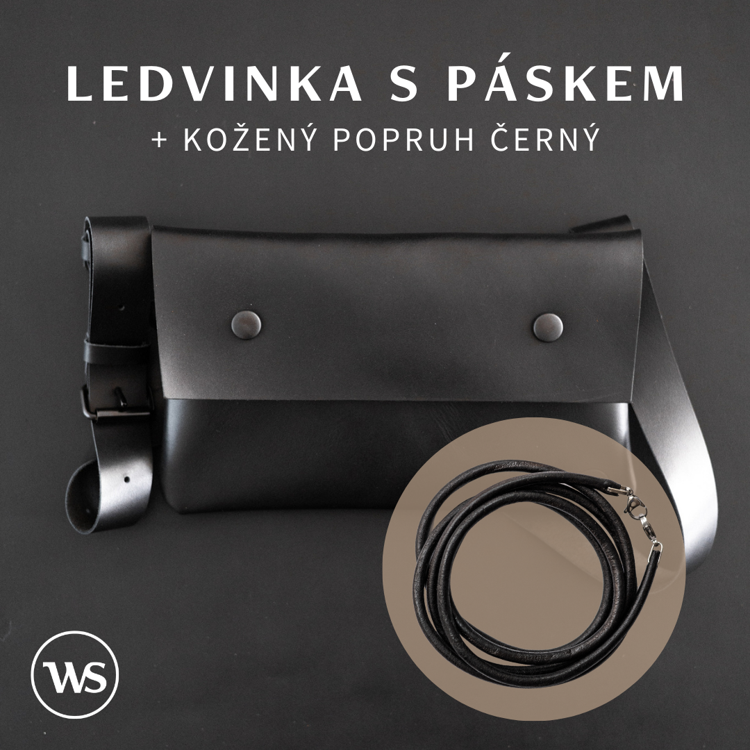 Ledvinka Varianta: Ledvinka s páskem+ kožený popruh kulatý černý