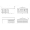 4 Palmako garage Roger 19.0+16.2 m2 with wooden gate 4xviews measures