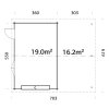6 Palmako garage Roger 19.0+16.2 m2 with sectional door measures