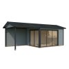 Zahradní domek Amanda 11,2 + 7,8 m² – varianta s šedým nátěrem a antracitovými etaily