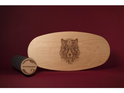 Balanční deska Woodboards Original - motiv VLK - komplet  k zdravějšímu a vyváženějšímu životu