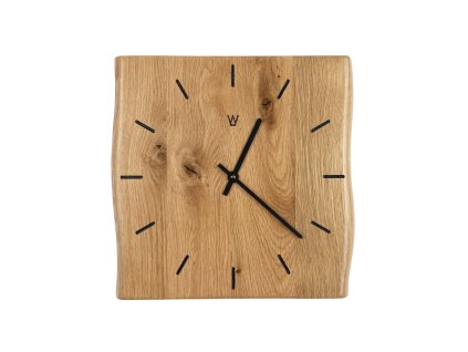 Atypické nástěnné hodiny Thunder z masivu DUB 40x40x2,6cm