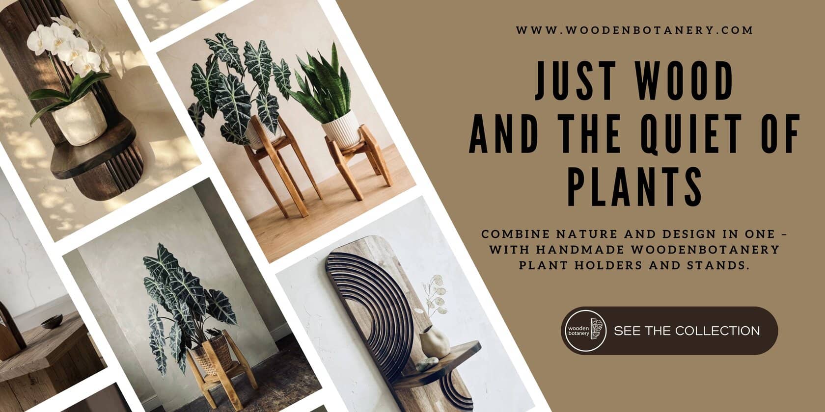 Wooden plant stand in a minimalist interior – WoodenBotanery