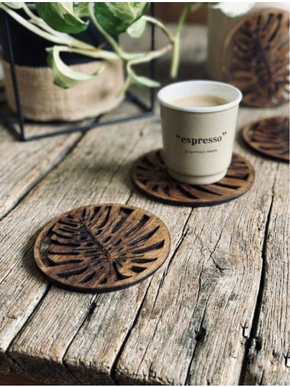Set podložek MONSTERA LEAF: Dřevěné (4 ks)