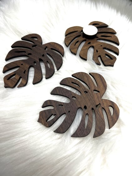 Wall Clips MONSTERA MAXI: Walnut Wood