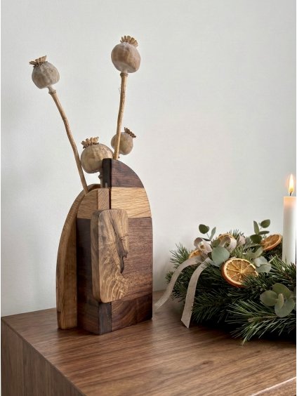 Vase NORDIC MINI: Combination of Oak & Walnut