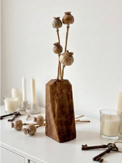 Vase POLIENKO: Walnut Log (Rustic Decor)