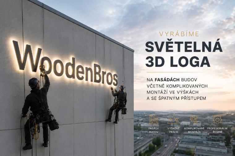 Výšková montáž venkovního podsvíceného loga