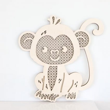 dětský dřevěný obraz s motivem opičky
