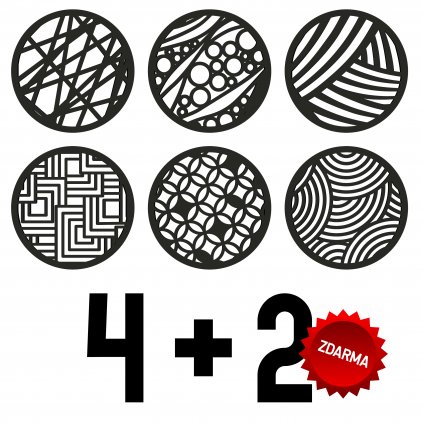 4+2 ZDARMA - dřevěné podtácky kruh - černé