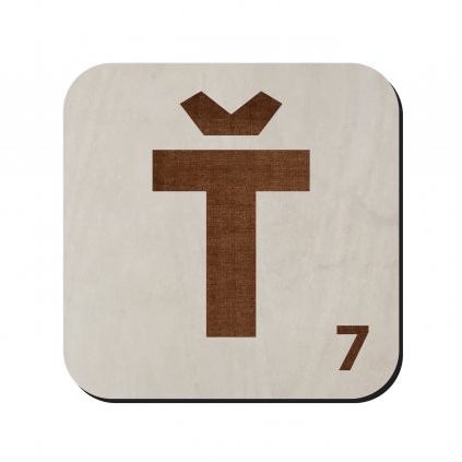 Dřevěné Scrabble písmeno "Ť"
