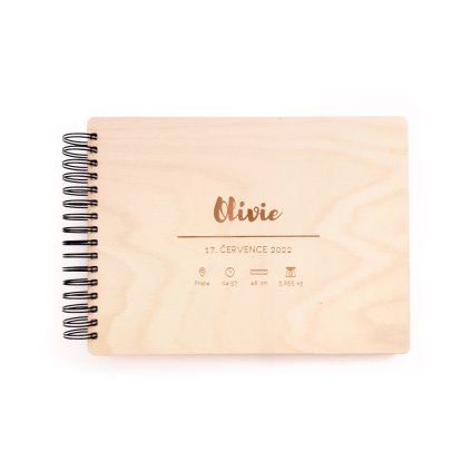 Dřevěné fotoalbum s kroužkovou kovovou vazbou - První vzpomínky 3 