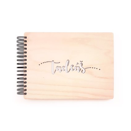 Dřevěné fotoalbum s kroužkovou kovovou vazbou Se jménem - 