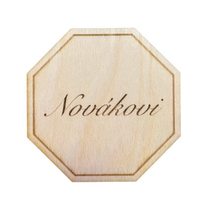 Osmiúhelníkový dřevěný podtácek s vlastním textem - sada 6 ks