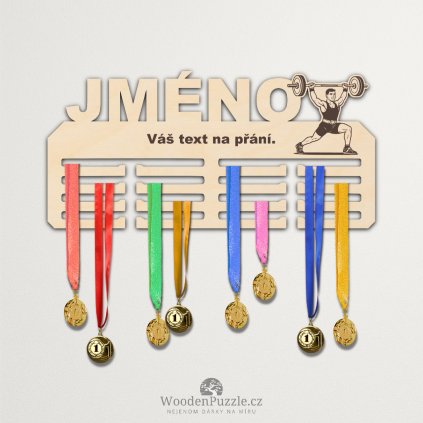 dreveny vesak na medaile vzpirani vzperac cinka muz