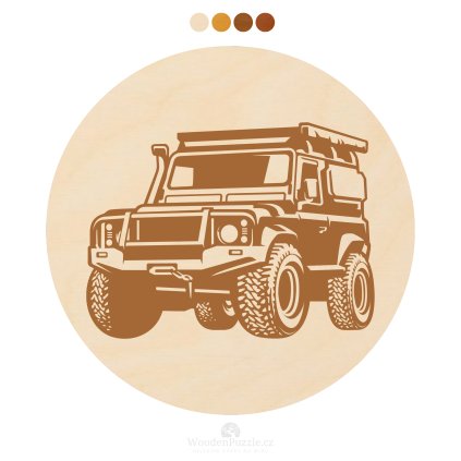 Kulatý dřevěný podtácek s motivem - Offroad