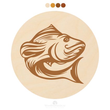 Kulatý dřevěný podtácek s motivem - Ryba