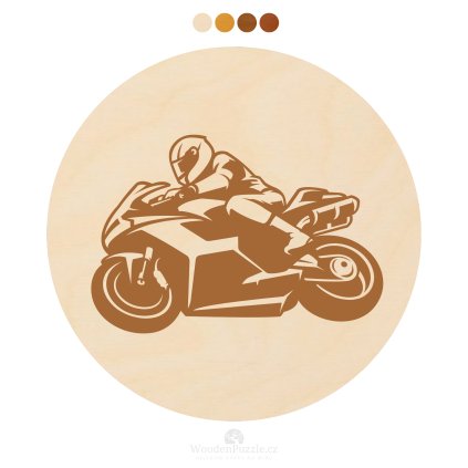 Kulatý dřevěný podtácek s motivem - Silniční motorka