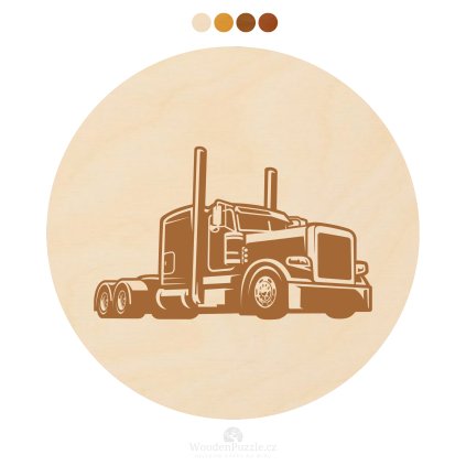 Kulatý dřevěný podtácek s motivem - Tahač