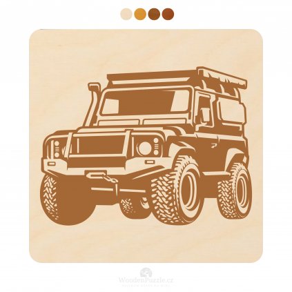 Čtvercový dřevěný podtácek s motivem - Offroad