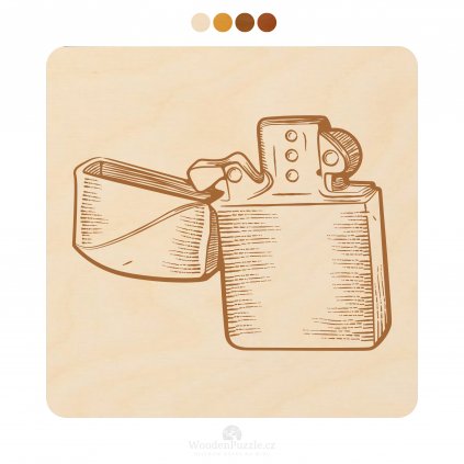 Čtvercový dřevěný podtácek s motivem - Zapalovač