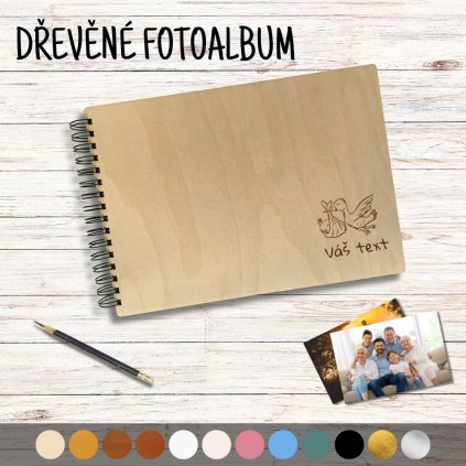 Dřevěné fotoalbum - Čáp