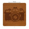 Čtvercový dřevěný podtácek s motivem - Fotoaparát
