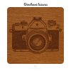 Čtvercový dřevěný podtácek s motivem - Fotoaparát
