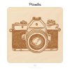 Čtvercový dřevěný podtácek s motivem - Fotoaparát