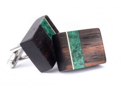 Manžetové knoflíčky Ebony Macassar Malachite