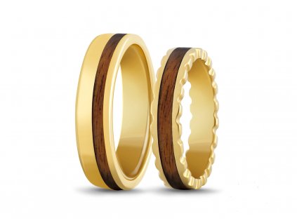 Zlaté prsteny se dřevem