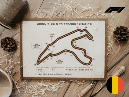 Circuit de Spa-Francorchamps, Belgie, trať Formule 1, velikost A4, s rámečkem