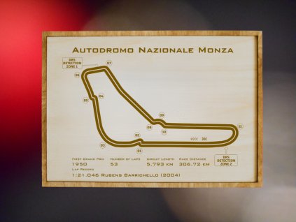 Autodromo Nazionale Monza, Itálie, trať Formule 1, velikost A4, s rámečkem