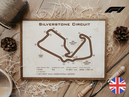 Silverstone Circuit, Velká Británie, trať Formule 1, velikost A4, s rámečkem