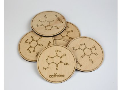 Dřevěné podtácky CAFFEINE