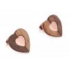 Dřevěné náušnice Heart Rose Gold