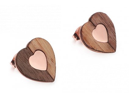 Holzohrringe Heart Rose Gold