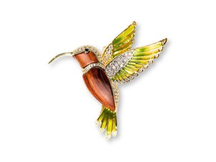 Holzbrosche Kolibri golden
