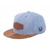 Holz-Snapback Zebraholz blau, cap mit holzschild