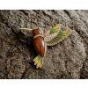 Holzbrosche Kolibri golden 4